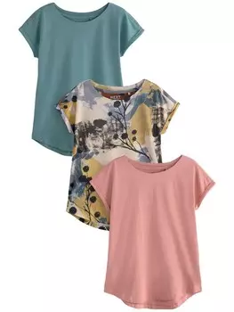 Рубашка Next, цвет Beige/Emerald/Dusky pink