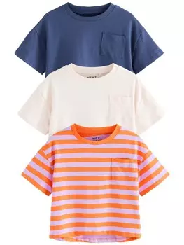 Рубашка Next, цвет Navy/Orange/Light pink