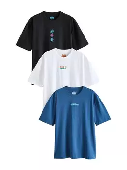 Рубашка Next, цвет Royal blue/Black/White