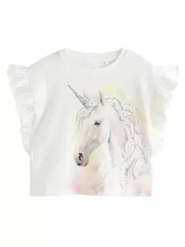 Рубашка Next Sequin Unicorn Frill, белый