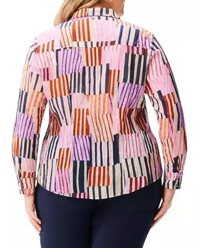 Рубашка NIC+ZOE Art Block Crinkle Shirt, цвет Pink Multi