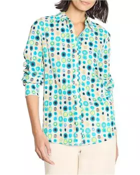 Рубашка NIC+ZOE Bright Spot Cotton Crinkle Shirt, цвет Aqua Multi