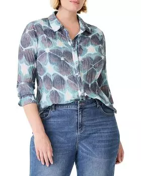 Рубашка NIC+ZOE Plus Size Ethereal Seas Crinkle Shirt, цвет Aqua Multi