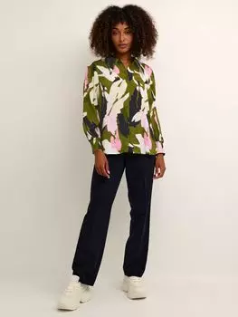 Рубашка Ninna с укороченными рукавами KAFFE, зеленый/мульти