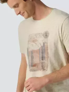 Рубашка NO EXCESS с круглым вырезом и художественным абстрактным принтом, цвет Cement