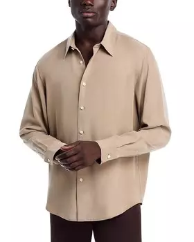 Рубашка Noll Button Down in Fluid Lyocell Theory, коричневый/бежевый