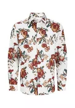Рубашка Nordic Flores с длинными рукавами и воротником Kent Jack & Jones, белый