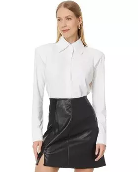 Рубашка Norma Kamali Shirt w/Shoulder Pads, цвет Snow White