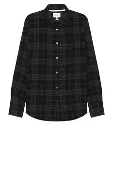 Рубашка Norse Projects Algot Relaxed Wool Check, цвет Charcoal Melange