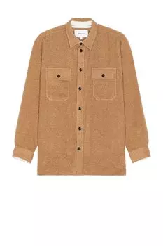 Рубашка Norse Projects Silas Textured Cotton Wool Overshirt, кэмел