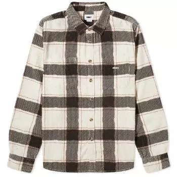 Рубашка Obey Adrian Woven Corduroy, коричневый/белый