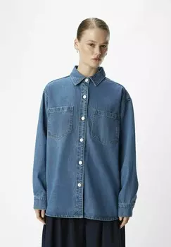 Рубашка Object, синий деним