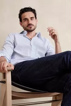 Рубашка облегающая, не мнется Banana Republic, белый