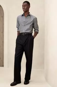 Рубашка облегающая, не мнется Banana Republic, серый