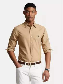 Рубашка облегающего кроя 710889739001 Polo Ralph Lauren, бежевый