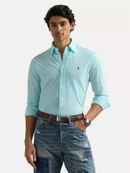 Рубашка облегающего кроя 710932545009 Polo Ralph Lauren, бирюзовый