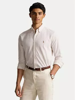 Рубашка облегающего кроя 710934575003 Polo Ralph Lauren, бежевый