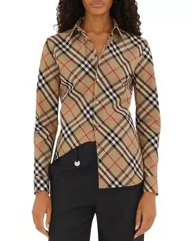 Рубашка облегающего кроя Burberry, коричневый/бежевый