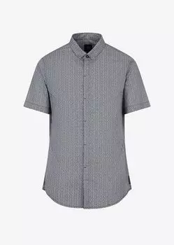 Рубашка облегающего кроя из эластичного хлопкового поплина с рисунком Armani Exchange, синий