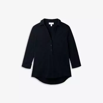 Рубашка облегающего кроя из джерси из органического хлопка The White Company, черный