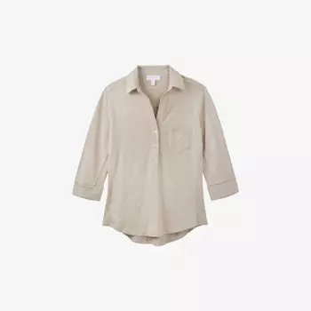 Рубашка облегающего кроя из джерси из органического хлопка The White Company, цвет fawn