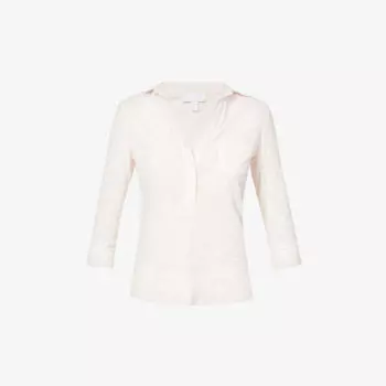 Рубашка облегающего кроя из джерси из органического хлопка The White Company, розовый