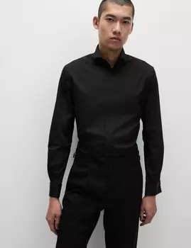 Рубашка облегающего кроя из хлопковой смеси Marks & Spencer, черный