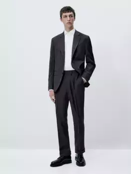 Рубашка облегающего кроя из текстурированного хлопка Massimo Dutti, белый