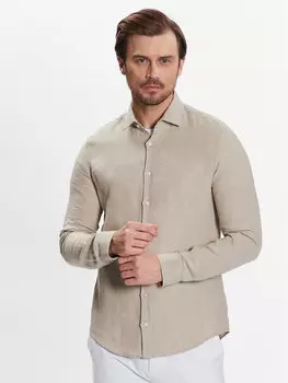 Рубашка облегающего кроя Linen Solid Slim Shirt K10K109286 Calvin Klein, бежевый