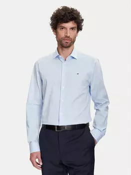 Рубашка облегающего кроя MW0MW38347 Tommy Hilfiger, голубой