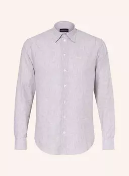 Рубашка облегающего кроя с льном Emporio Armani, мультиколор