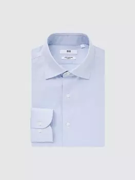Рубашка облегающего кроя Uniqlo, цвет 63 синий