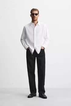 Рубашка облегающего кроя ZARA, белый