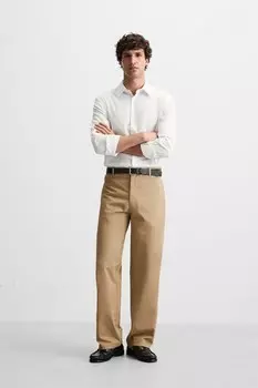 Рубашка облегающего кроя ZARA, белый