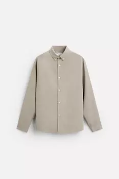 Рубашка облегающего кроя ZARA, песочный