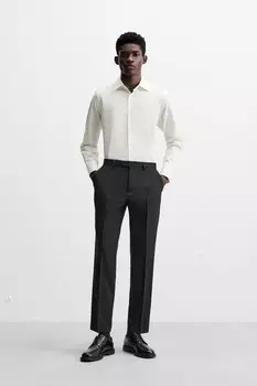 Рубашка облегающего кроя ZARA, устрично-белый