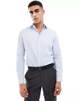 Рубашка обычного цвета с вырезом на воротнике ASOS DESIGN из синей фактурной ткани
