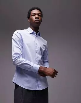 Рубашка обычного кроя бледно-голубого цвета Mango