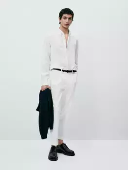 Рубашка обычного кроя из 100% льна Massimo Dutti, белый