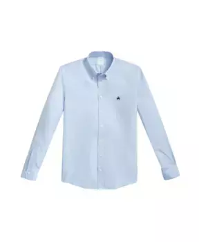 Рубашка обычного кроя из эластичного хлопка без глажки с воротником на пуговицах Brooks Brothers, синий