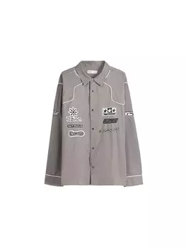 Рубашка обычного кроя на пуговицах Bershka, серый