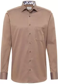 Рубашка обычного кроя на пуговицах ETERNA, цвет Brown/Light brown
