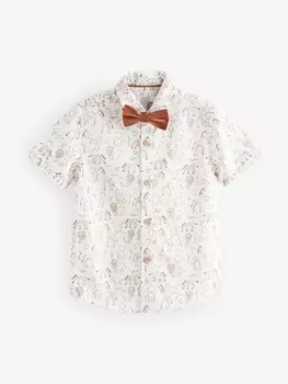 Рубашка обычного кроя на пуговицах Next, экрю