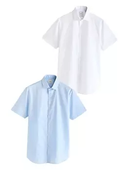 Рубашка обычного кроя на пуговицах Next Easy Care, цвет Light blue/White