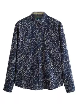 Рубашка обычного кроя на пуговицах Next, синий