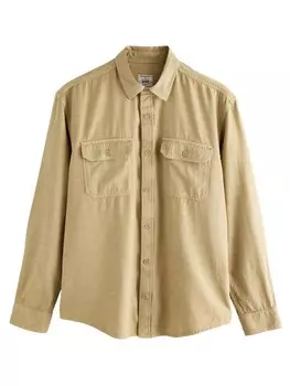 Рубашка обычного кроя на пуговицах Next, светло-коричневый