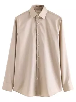 Рубашка обычного кроя на пуговицах Next, светло-коричневый