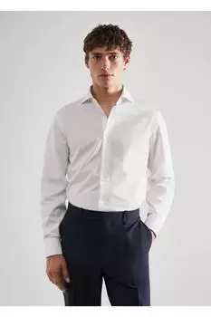 Рубашка обычного кроя с манжетами Mango, белый