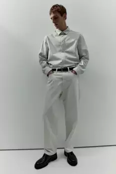 Рубашка обычного кроя с покрытием H&M, бежевый