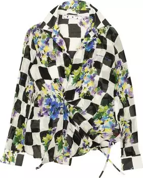 Рубашка Off-White Check Flowers Draped Shirt 'Black/White', черный